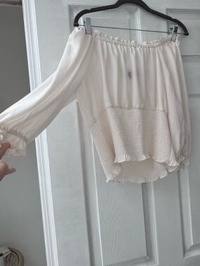 1. State Ivory Off-Shoulder Smocked Blouse